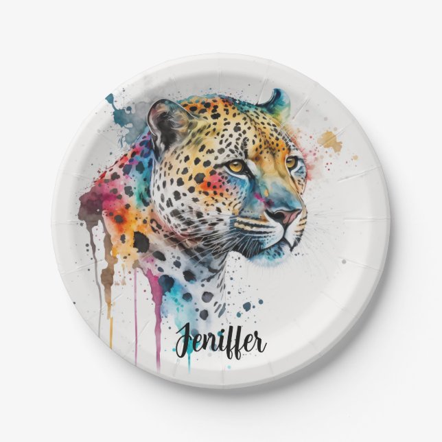 Assiettes En Carton Aquarelle Jaguar (Devant)