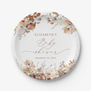 Assiettes En Carton Aquarelle Jardin Boho Baby shower Floral