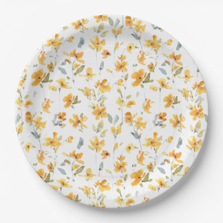 Assiettes En Carton Aquarelle jaune joyeux