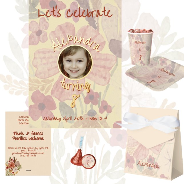 Assiettes En Carton Aquarelle jaune pâle et rouge rouillé (Créateur téléchargé)