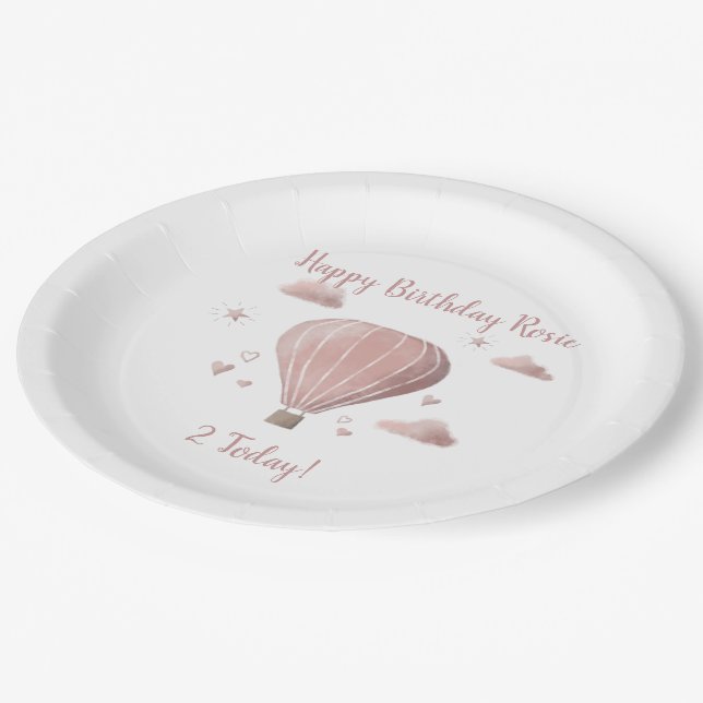 Assiettes En Carton Aquarelle jolie Chaud Air Balloon Papier de la par (Angle)