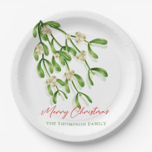 Assiettes En Carton Aquarelle Joyeux Noël Berry Branches