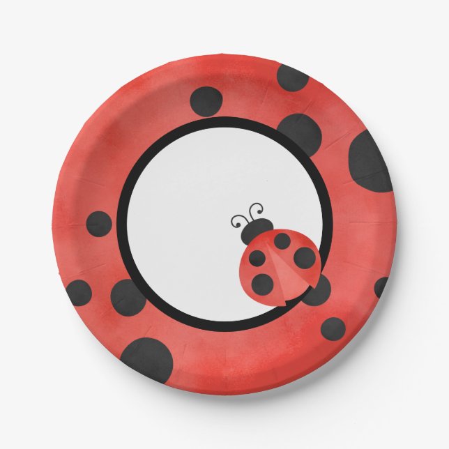 Assiettes En Carton Aquarelle Ladybug (Devant)