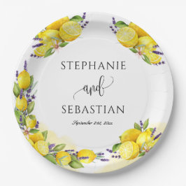 Assiettes En Carton Aquarelle Lavande de citron Boho