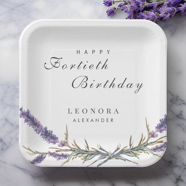 Assiettes En Carton Aquarelle Lavande Fleur N'IMPORTE QUEL Jour (Créateur téléchargé)