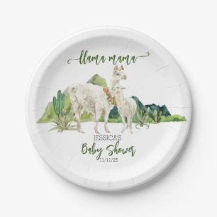 Assiettes En Carton Aquarelle Llama Mama Baby shower