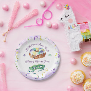 Assiettes En Carton Aquarelle Mardi Gras, fête du mardi gras