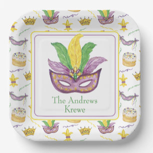 Assiettes En Carton Aquarelle Mardi Gras Masque Personnalisé
