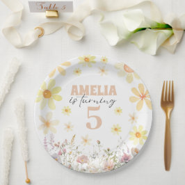 Assiettes En Carton Aquarelle marguerite Anniversaire
