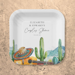 Assiettes En Carton Aquarelle Mexicaine Cactus Fiesta Couples Douche