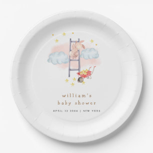 Assiettes En Carton Aquarelle minimale Boho Bunny Stars Baby shower