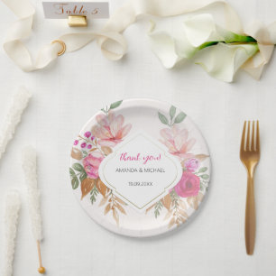 Assiettes En Carton Aquarelle moderne Boho arrangement floral