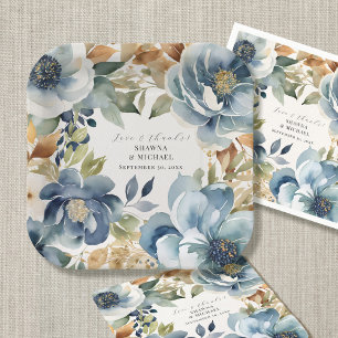 Assiettes En Carton Aquarelle moderne Gras Chute Floral Bleu Douche