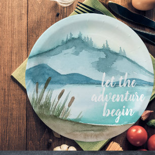 Assiettes En Carton Aquarelle moderne Nature Commençons l'aventure