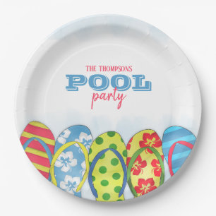 Assiettes En Carton Aquarelle Moderne Piscine Simple Flip Flops