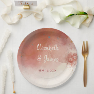 Assiettes En Carton Aquarelle moderne Terracotta Desert Boho Mariage