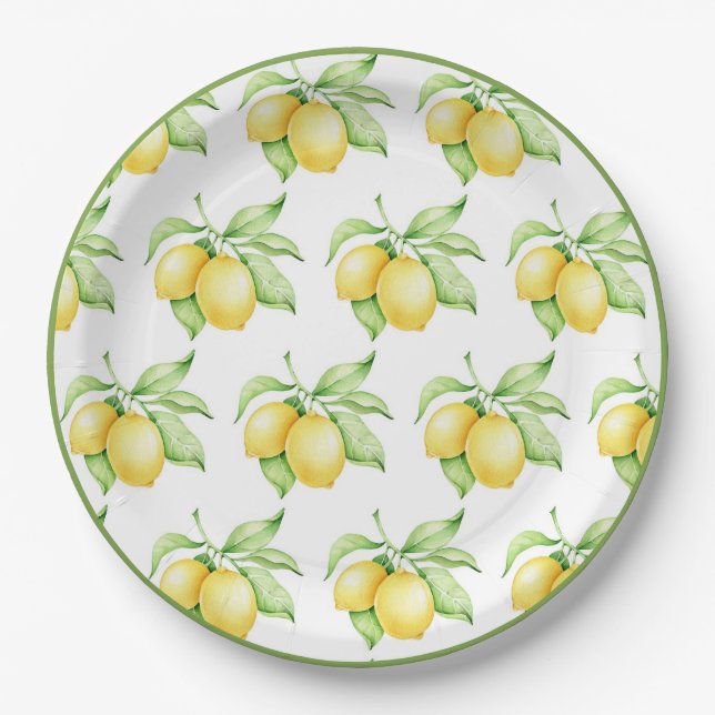 Assiettes En Carton Aquarelle Motif citron vert simple (Devant)