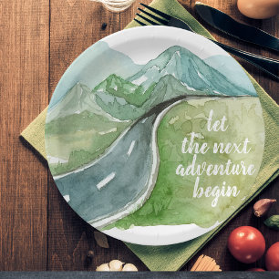 Assiettes En Carton Aquarelle Nature Commençons la prochaine aventure