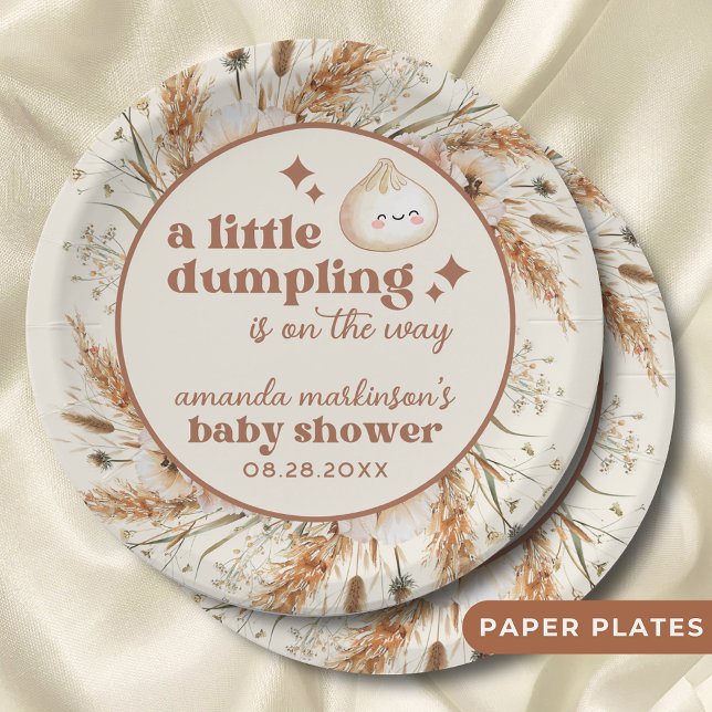 Assiettes En Carton Aquarelle neutre Petit Baby shower Bao à dumping (Créateur téléchargé)
