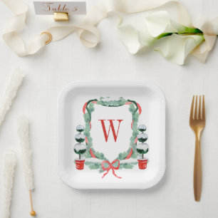 Assiettes En Carton Aquarelle Noël Topio Cimier Monogramme
