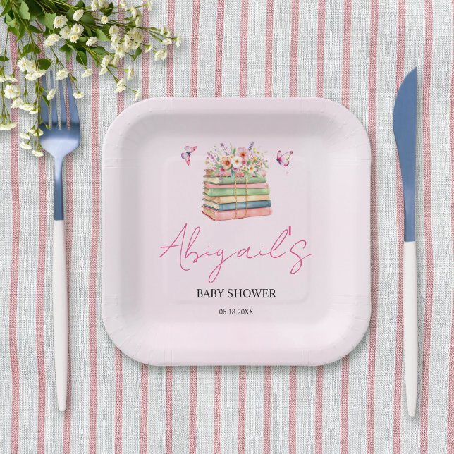 Assiettes En Carton Aquarelle Nouveau Chapitre Commence la douche bébé (Créateur téléchargé)