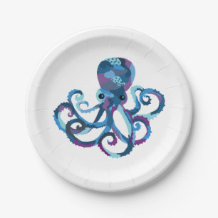 Assiettes En Carton Aquarelle octopique en plaque de papier