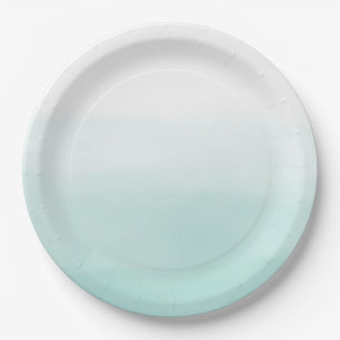 Assiettes En Carton Aquarelle Ombre à la menthe