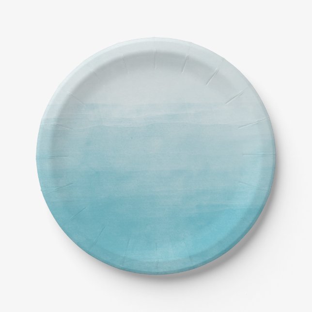 Assiettes En Carton Aquarelle Ombre de bonheur d'Aqua (Devant)