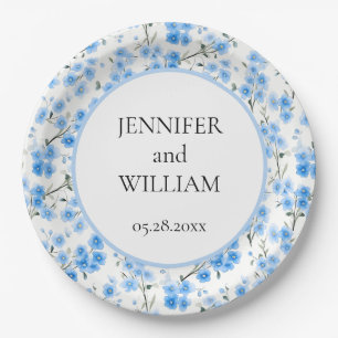 Assiettes En Carton Aquarelle Oubliez-moi la fête du mariage
