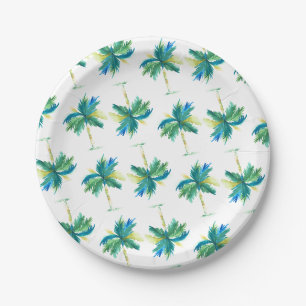Assiettes En Carton Aquarelle Palm Arbre Plaques papier Motif