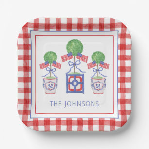 Assiettes En Carton Aquarelle Patriotique American Flag Topiary