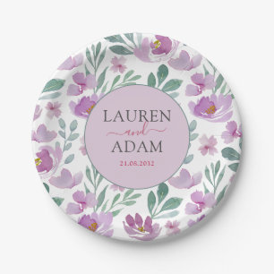 Assiettes En Carton Aquarelle Peony feuillage Papier Plaque