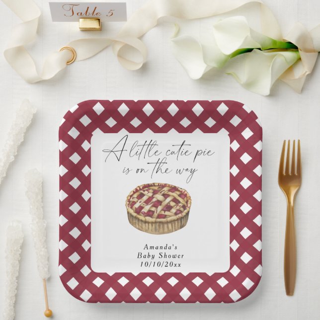Assiettes En Carton Aquarelle petit baby shower à tarte (Mariage)
