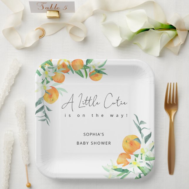 Assiettes En Carton Aquarelle Petite mignonne est sur le chemin baby s (Mariage)