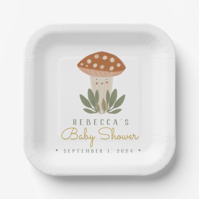 Assiettes En Carton Aquarelle Petits champignons Naples (Recto)