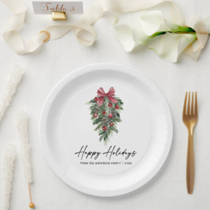 Assiettes En Carton Aquarelle Pines Calligraphie Ink Holiday