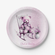 Aquarelle Pink Bear Plaque Papier