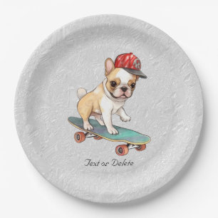 Assiettes En Carton Aquarelle Plaque Papier Buldog Français