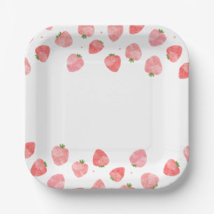 Assiettes En Carton Aquarelle Plaques de papier fraise