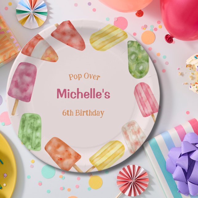 Assiettes En Carton Aquarelle Popsicle été Anniversaire (Créateur téléchargé)