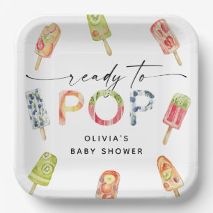 Assiettes En Carton Aquarelle Popsicle Prêt à Pop Baby shower