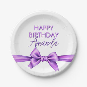 Assiettes En Carton Aquarelle pourpre Bow Coquette Sweet 16 Anniversai