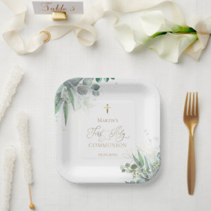 Assiettes En Carton aquarelle   Première communion