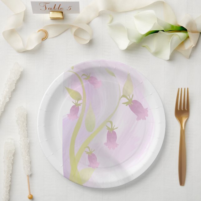 Assiettes En Carton Aquarelle rose pâle plaque papier (Mariage)