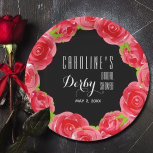 Assiettes En Carton Aquarelle Roses rouges Fête des mariées Derby