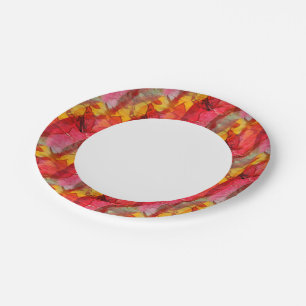Assiettes En Carton Aquarelle rouge jaune