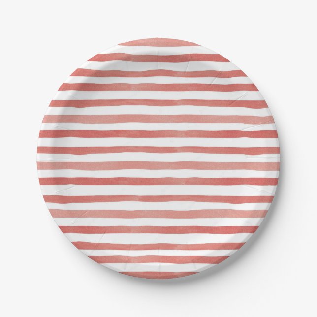 Assiettes En Carton Aquarelle rouge Pirate de bande Anniversaire (Devant)