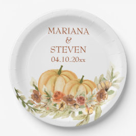 Assiettes En Carton Aquarelle rustique chute dans l'amour Citrouille M