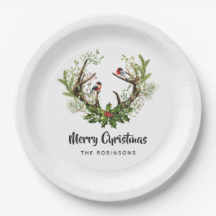 Assiettes En Carton Aquarelle Rustique Reinder fête de Noël