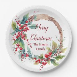 Assiettes En Carton Aquarelle sainte couronne personnalisée Noël